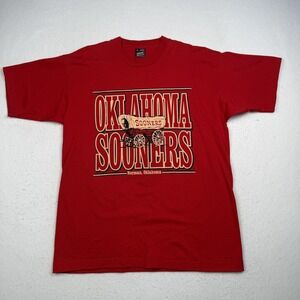 Vintage Oklahoma Sooners Shirt Mens Large Red NCAA Football Single Stitch 90's